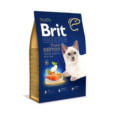 Сухий корм Brit Premium Cat by Nature Adult Salmon для котів, з лососем, 8 кг 171868 фото