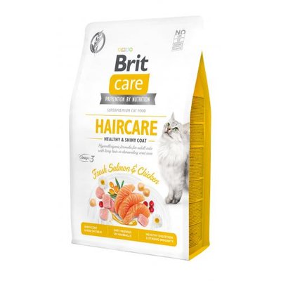Сухий корм Brit Care Cat GF Haircare Healthy & Shiny Coat для котів, догляд за шкірою і шерстю, лосось та курка, 2 кг 171306 фото