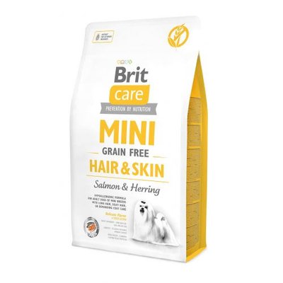Сухий корм Brit Care GF Mini Hair & Skin для собак мініатюрних порід, для шкіри та шерсті, з лососем та оселедцем, 2 кг 170782 фото