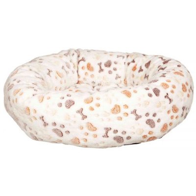 Лежак Trixie Lingo для собак, флисовый, с лапками/косточками, 50х40 см (белый/бежевый) 37685 фото