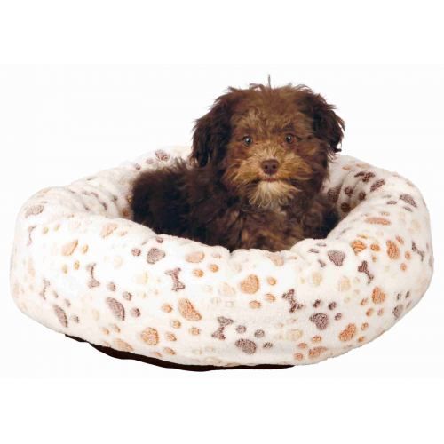 Лежак Trixie Lingo для собак, флисовый, с лапками/косточками, 50х40 см (белый/бежевый) 37685 фото