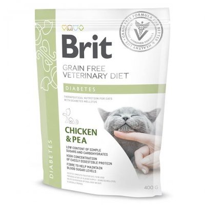 Сухий корм Brit GF VetDiet Cat Diabetes для котів, при цукровому діабеті, з куркою та горохом, 400 г 170970/528530 фото