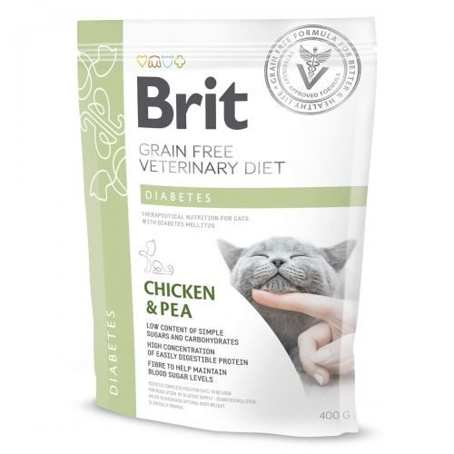 Сухий корм Brit GF VetDiet Cat Diabetes для котів, при цукровому діабеті, з куркою та горохом, 400 г 170970/528530 фото