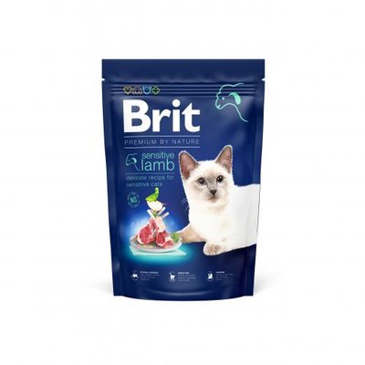 Сухий корм Brit Premium Cat by Nature Sensitive для котів із чутливим травленням, з ягням, 1500 г 171865 фото