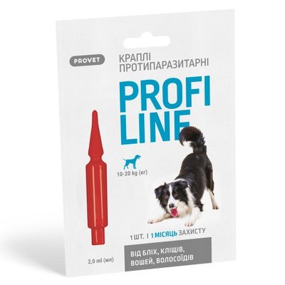 Краплі Provet Profiline для собак 10-20 кг, 1 піпетка 2,0 мл (інсектоакарицид) PR243107 фото