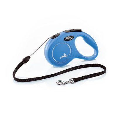 Повідець-рулетка Flexi New Classic для собак, з тросом, розмір S 5 м / 12 кг (синя) 11782 фото