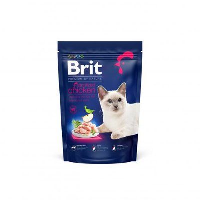 Сухий корм Brit Premium Cat by Nature Sterilised для стерилізованих котів, з куркою, 800 г 171854 фото