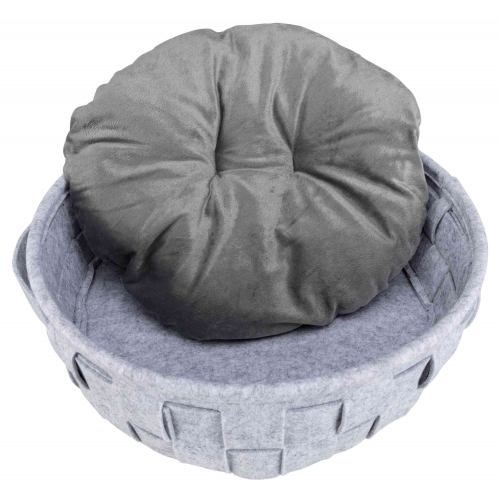 Лежак Trixie Lennie для собак плетеный, фетровый/плюшевый, 45 см (серый) 38392 фото