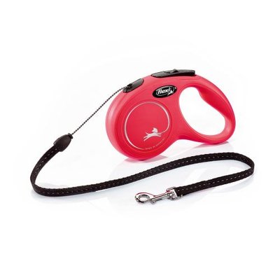 Повідець-рулетка Flexi New Classic для собак, з тросом, розмір S 5 м / 12 кг (червона) 11783 фото