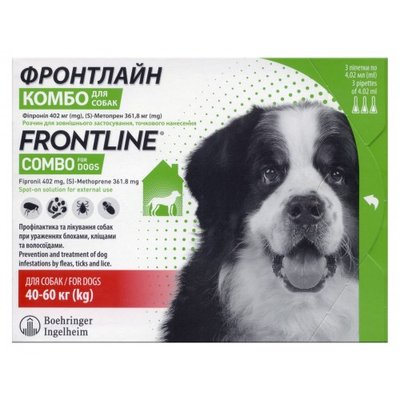 Краплі на холку Boehringer Ingelheim Frontline Combo для собак від 40 до 60 кг 3 піпетки 1200961_1 уп.(3пип.) фото