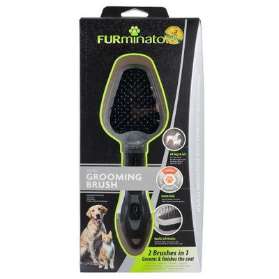 Расческа-щетка FURminator для кошек и собак, двухсторонняя, с резиновой ручкой и защитными шариками 691663 фото