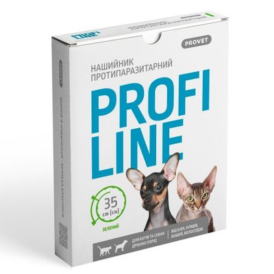 Нашийник Provet Profiline для котів та собак 35 см, зелений (інсектоакарицид) PR243097 фото