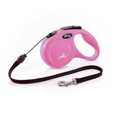 Повідець-рулетка Flexi New Classic для собак, з тросом, розмір M 5 м / 20 кг (рожева) 11796 фото