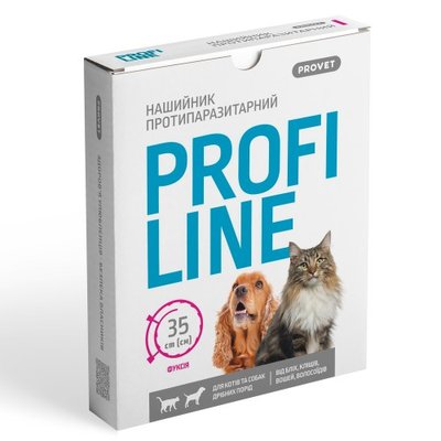 Нашийник Provet Profiline для котів та собак 35 см, фуксія (інсектоакарицид) PR243095 фото