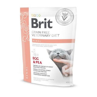 Сухой корм Brit GF VetDiet Cat Renal для кошек, при заболеваниях почек, с яйцом и горохом, 400 г 170958/528332 фото