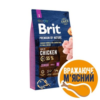 Сухий корм Brit Premium Dog Junior S для цуценят дрібних порід, з куркою, 12 кг 170805/6246 фото
