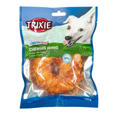 Кісточка-кільце Trixie Denta Fun для чищення зубів собак, з куркою, пресоване жувальне, 10 см, 110 г 31328 фото