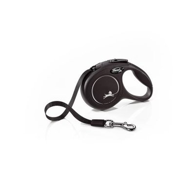Повідець-рулетка Flexi New Classic для собак, зі стрічкою, розмір XS 3 м / 12 кг (чорна) 11821 фото
