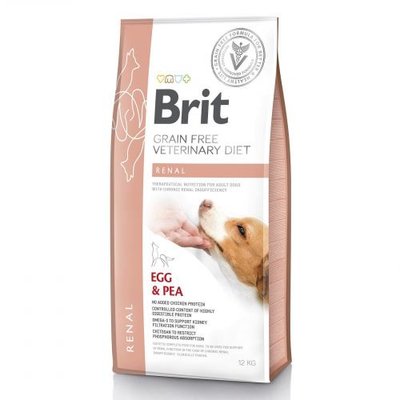 Сухий корм Brit GF VetDiet Dog Renal для собак, при нирковій недостатності, з яйцем, горохом та гречкою, 12 кг 170948/528189 фото