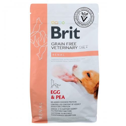 Сухий корм Brit GF VetDiet Dog Renal для собак, при нирковій недостатності, з яйцем, горохом та гречкою, 2 кг 170949/8196 фото
