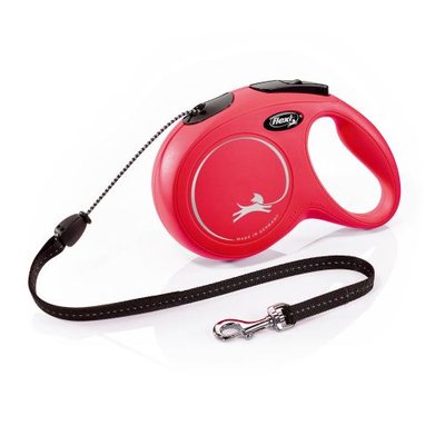 Повідець-рулетка Flexi New Classic для собак, з тросом, розмір M 8 м / 20 кг (червона) 11813 фото