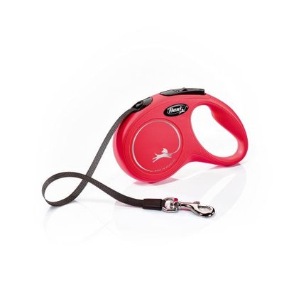 Повідець-рулетка Flexi New Classic для собак, зі стрічкою, розмір S 5 м / 15 кг (червона) 11833 фото