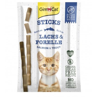 Ласощі GimCat для котів, палички з лососем та тріскою, 4 шт по 5 г G-400778 фото