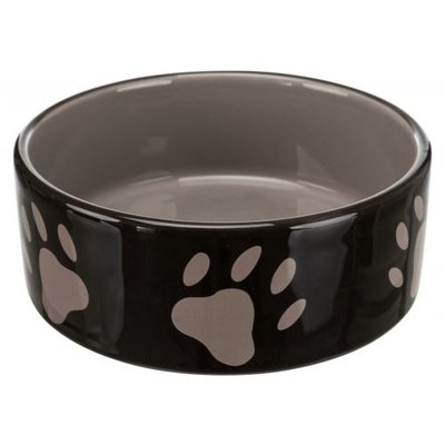 Миска Trixie для собак, коричневая с лапками, 1,4л, d:20 см (керамическая) 24533 фото