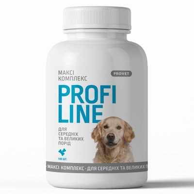 Вітаміни Provet Profiline для собак, Максі Комплекс для середніх та великих порід, 100 таб. PR243169 фото