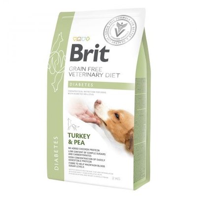 Сухий корм Brit GF VetDiet Dog Diabetes для собак, при цукровому діабеті, з індичкою та горохом, 2 кг 170943/8103 фото