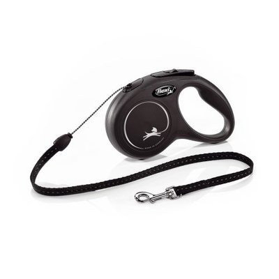 Повідець-рулетка Flexi New Classic для собак, з тросом, розмір S 5 м / 12 кг (чорна) 11781 фото