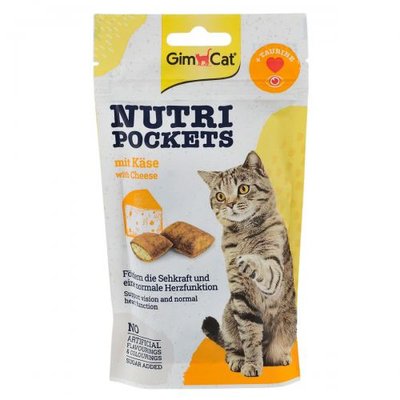Вітамінні ласощі GimCat Nutri Pockets для котів, сир з таурином, 60 г G-419329/400716 фото