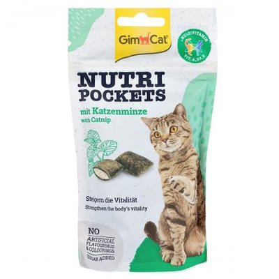 Витаминное лакомство GimCat Nutri Pockets для кошек, кошачья мята и мультивитамин, 60 г G-419282/400723 фото