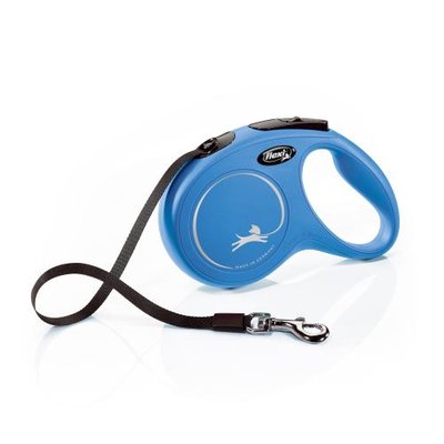 Повідець-рулетка Flexi New Classic для собак, зі стрічкою, розмір M 5 м / 25 кг (синя) 1111148219 фото