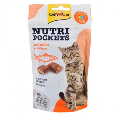 Вітамінні ласощі GimCat Nutri Pockets для котів, лосось, 60 г G-419299/400730 фото