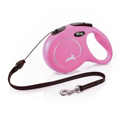 Повідець-рулетка Flexi New Classic для собак, з тросом, розмір M 8 м / 20 кг (рожева) 11816 фото