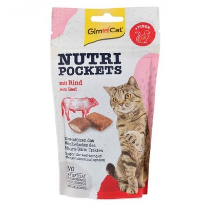 Витаминные лакомства GimCat Nutri Pockets для кошек, говядина, 60 г G-419305/400747 фото