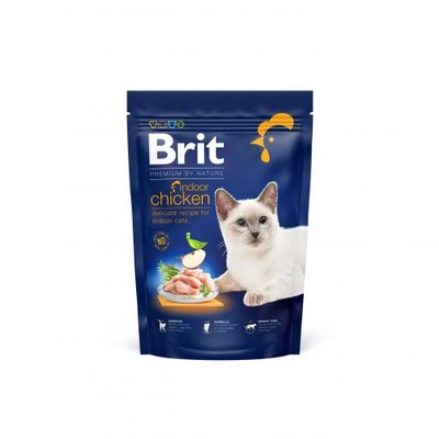 Сухий корм Brit Premium Cat by Nature Indoor для котів, які живуть у приміщенні, з куркою, 800 г 171853 фото