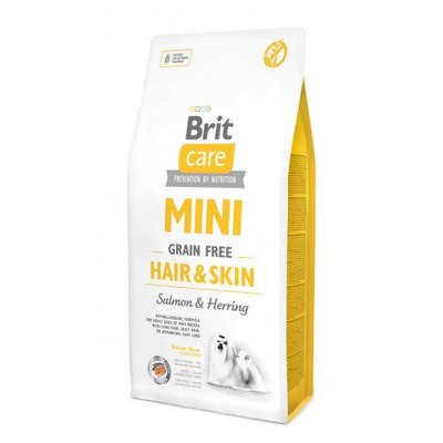 Сухий корм Brit Care GF Mini Hair & Skin для собак мініатюрних порід, для шкіри та шерсті, з лососем та оселедцем, 7 кг 170784 фото