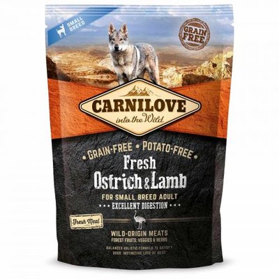 Сухий корм Carnilove Fresh Ostrich & Lamb для дорослих собак дрібних порід, ягня та страус, 1,5 кг 170869/7472 фото