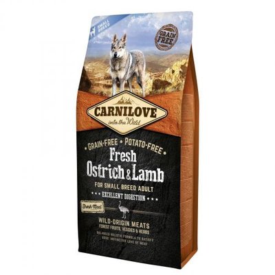 Сухий корм Carnilove Fresh Ostrich & Lamb для дорослих собак дрібних порід, ягня та страус, 6 кг 170870/7496 фото