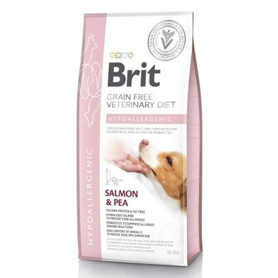 Сухой корм Brit GF VetDiet Dog Hypoallergenic для собак, при пищевой аллергии, с лососем, горохом и гречкой, 12 кг 170938/8035 фото