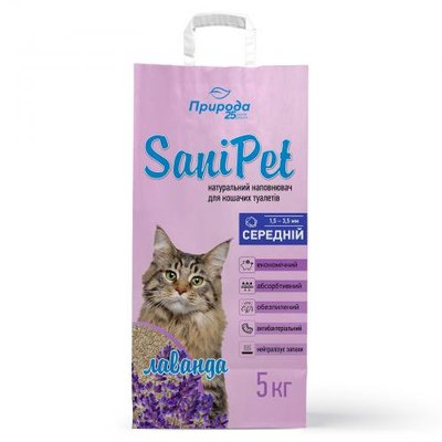 Наполнитель для кошачьего туалета Природа Sani Pet бентонитовый, средняя гранула, с лавандой 5 кг PR240434 фото