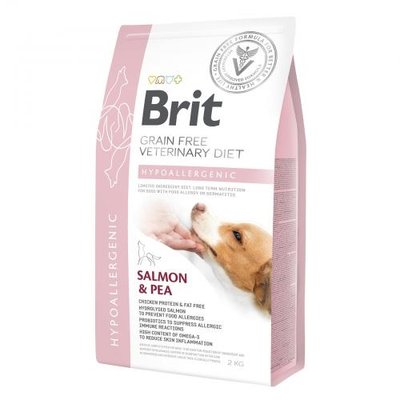 Сухой корм Brit GF VetDiet Dog Hypoallergenic для собак, при пищевой аллергии, с лососем, горохом и гречкой, 2 кг 170939/8042 фото
