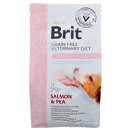 Сухий корм Brit GF VetDiet Dog Hypoallergenic для собак, при харчовій алергії, з лососем, горохом і гречкою, 2 кг 170939/8042 фото