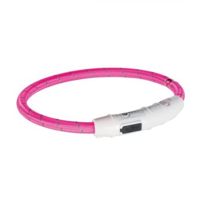 Нашийник Trixie Flash для собак, з підсвічуванням та USB, XS-S: 35 cм/7 мм, рожевий 12706 фото