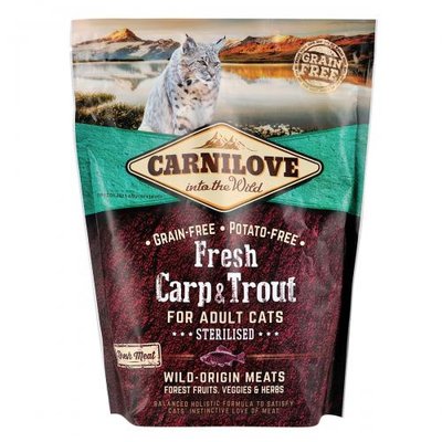 Сухий корм Carnilove Fresh Carp & Trout для стерилізованих котів, риба, 400 г 170876/7427 фото