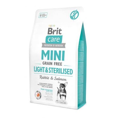 Сухий корм Brit Care GF Mini Light & Sterilised для дорослих собак дрібних порід із зайвою вагою або стерилізованих, з кроликом та лососем, 2 кг 170785/1067 фото