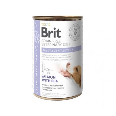 Вологий корм Brit GF VetDiet Gastrointestinal для собак, при проблемах з травленням, лосось та горошок, 400 г 100287 фото