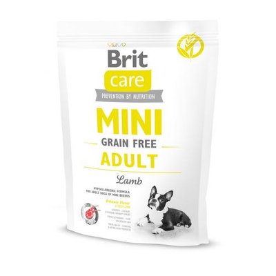 Сухий корм Brit Care GF Mini для дорослих собак мініатюрних порід, з ягням, 400 г 170771 фото